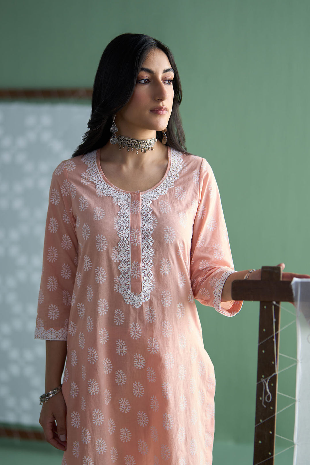 Chhaya Vol 2 Orange Paisley straight kurta with palazzo and dupatta (set of 3)