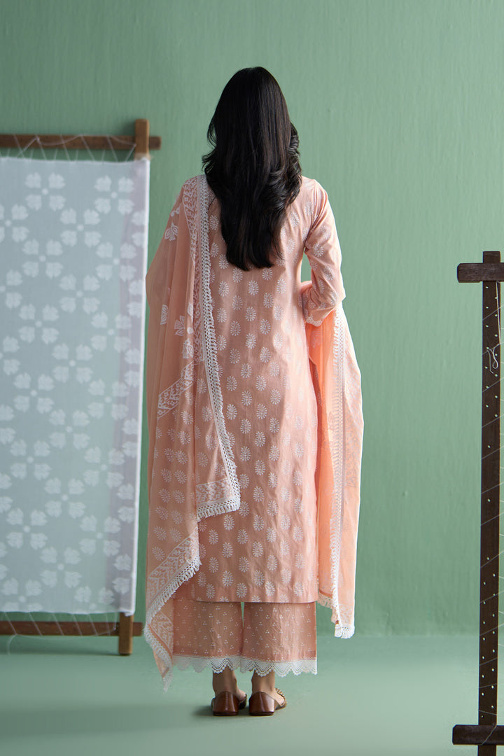 Chhaya Vol 2 Orange Paisley straight kurta with palazzo and dupatta (set of 3)