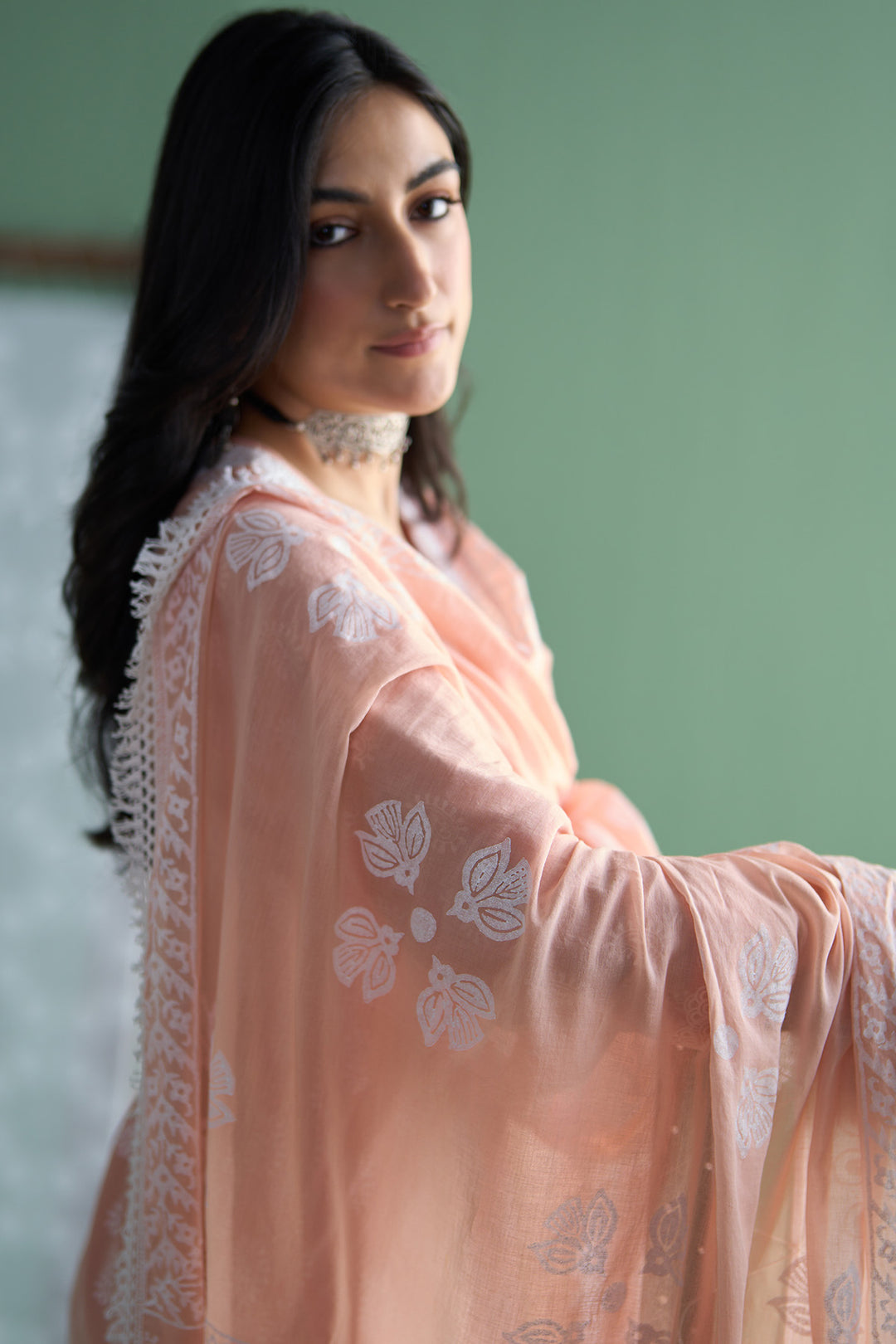 Chhaya Vol 2 Orange Bird print dupatta only