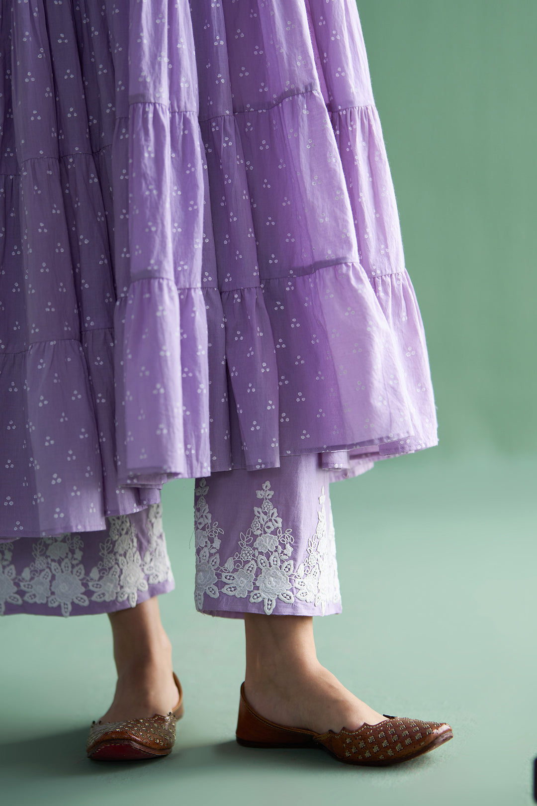 Chhaya Vol 2 Lilac Long yoke gather anarkali with palazzo and dupatta (set of 3)