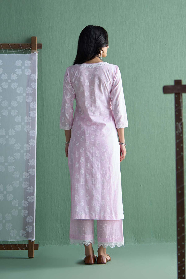 Chhaya Vol 2 Pink Paisley straight kurta with palazzo and dupatta (set of 3)