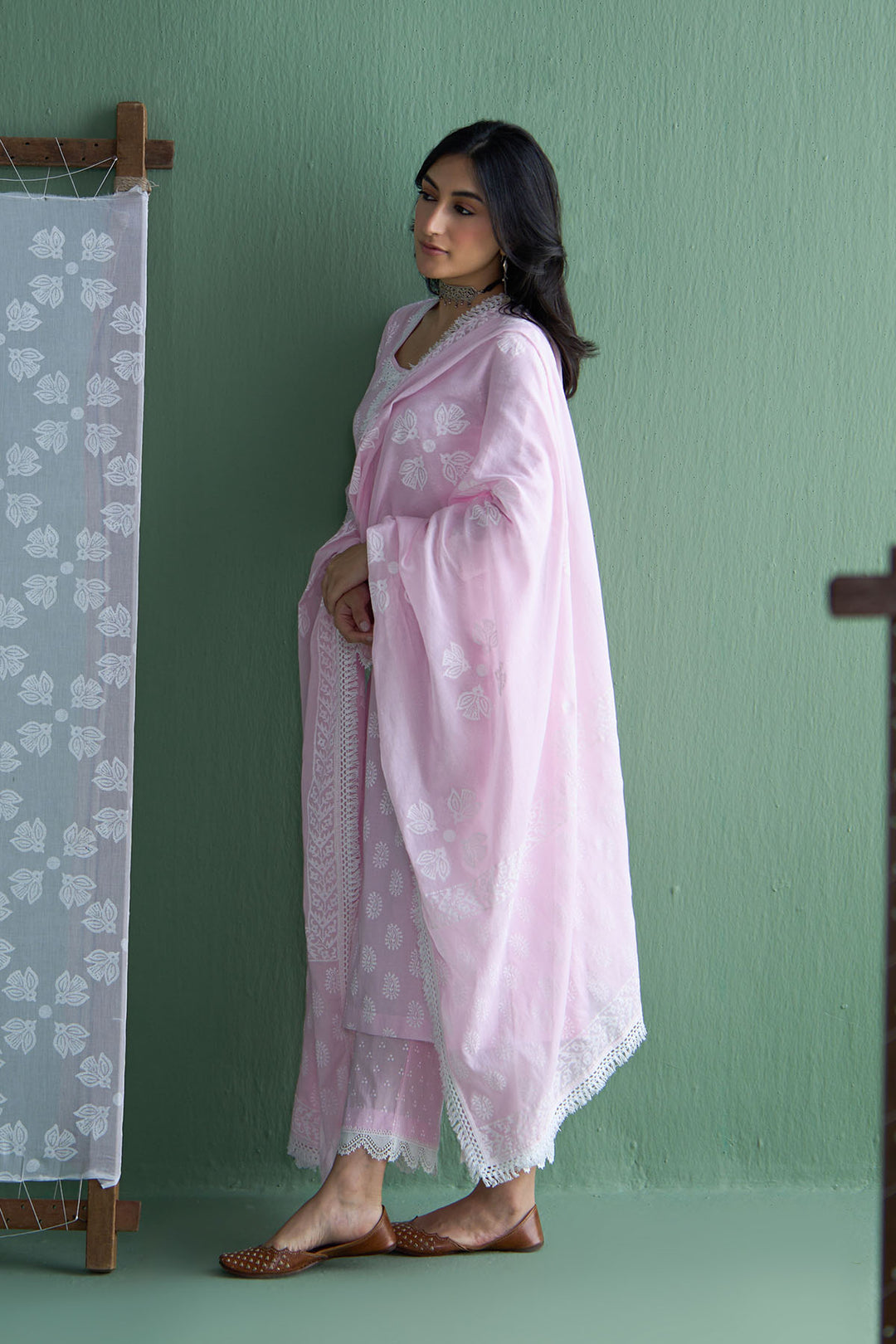 Chhaya Vol 2 Pink Side gather kurta with palazzo and printed dupatta (set of 3)