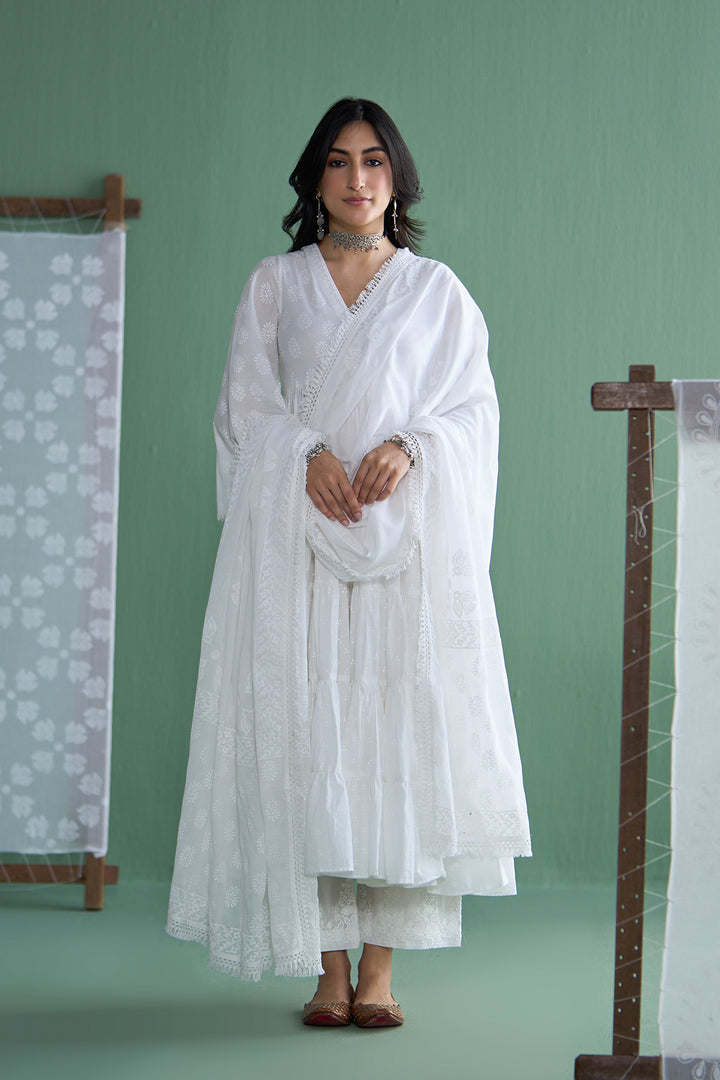 Chhaya Vol 2 White Bird print dupatta only