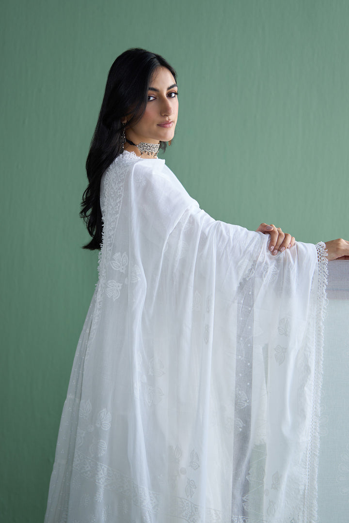 Chhaya Vol 2 White Bird print dupatta only