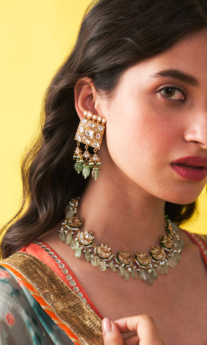 Gulzaar Orange Tiered anarkali with chooridar and bandhej dupatta (set of 3)