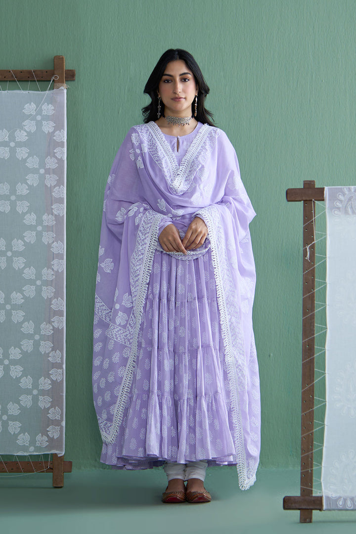 Chhaya Vol 2 Lilac Bird print dupatta only