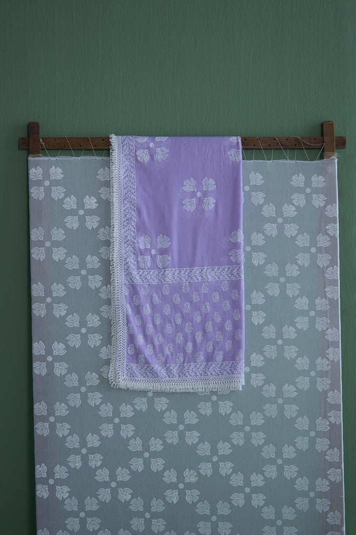 Chhaya Vol 2 Lilac Tiered anarkali with chooridar and dupatta (set of 3)