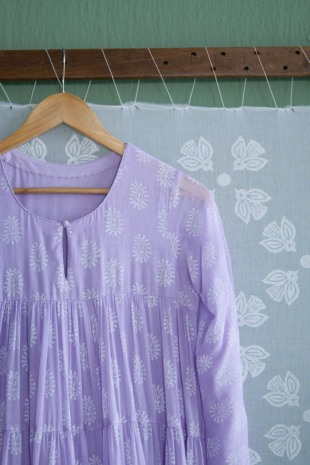Chhaya Vol 2 Lilac Tiered anarkali with chooridar and dupatta (set of 3)