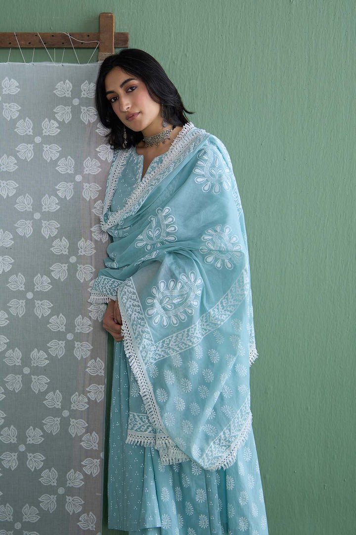 Chhaya Vol 2 Turquoise Paisley dupatta
