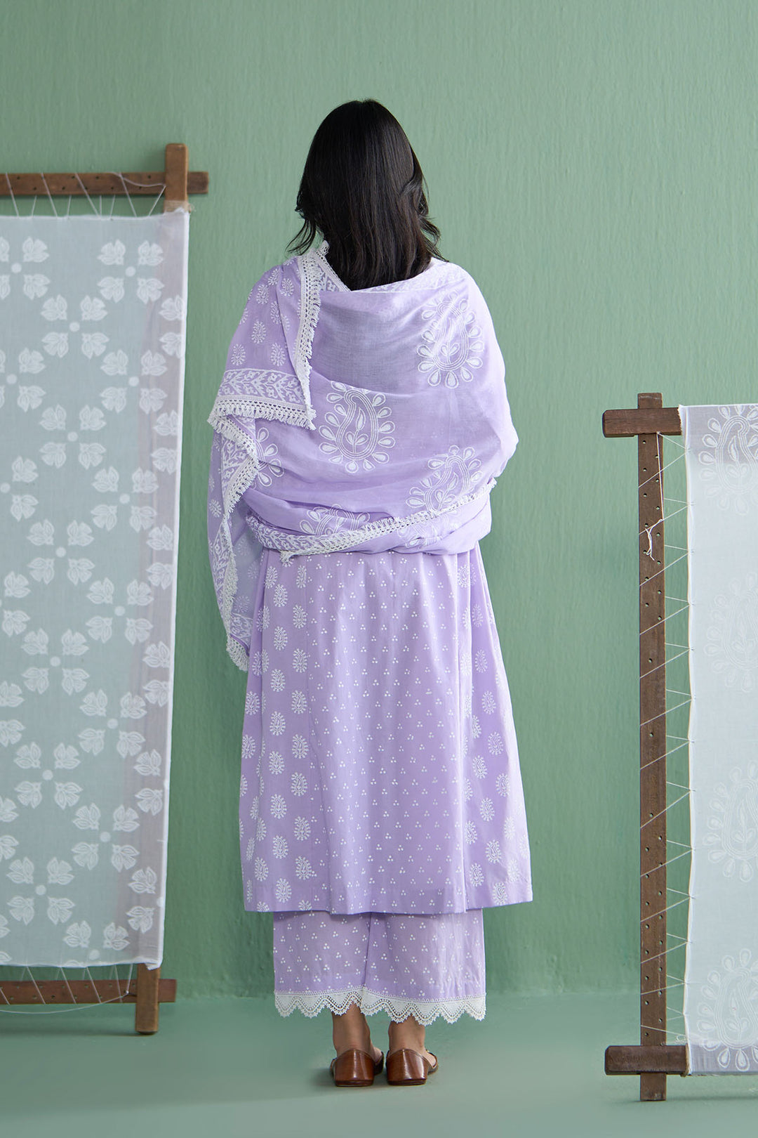 Chhaya Vol 2 Lilac Side gather kurta with palazzo and printed dupatta (set of 3)