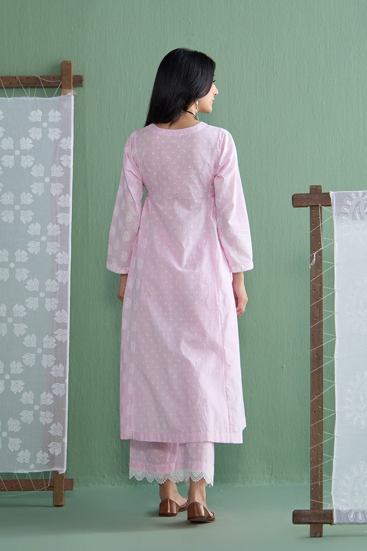 Chhaya Vol 2 Pink Side gather kurta with palazzo and printed dupatta (set of 3)