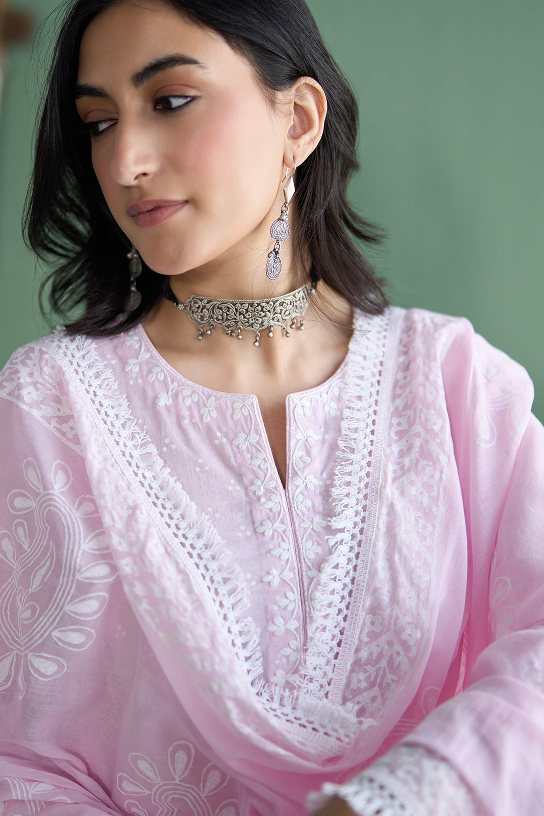 Chhaya Vol 2 Pink Side gather kurta with palazzo and printed dupatta (set of 3)