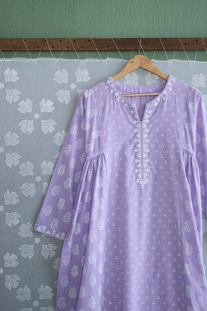 Chhaya Vol 2 Lilac Side gather kurta with palazzo and printed dupatta (set of 3)