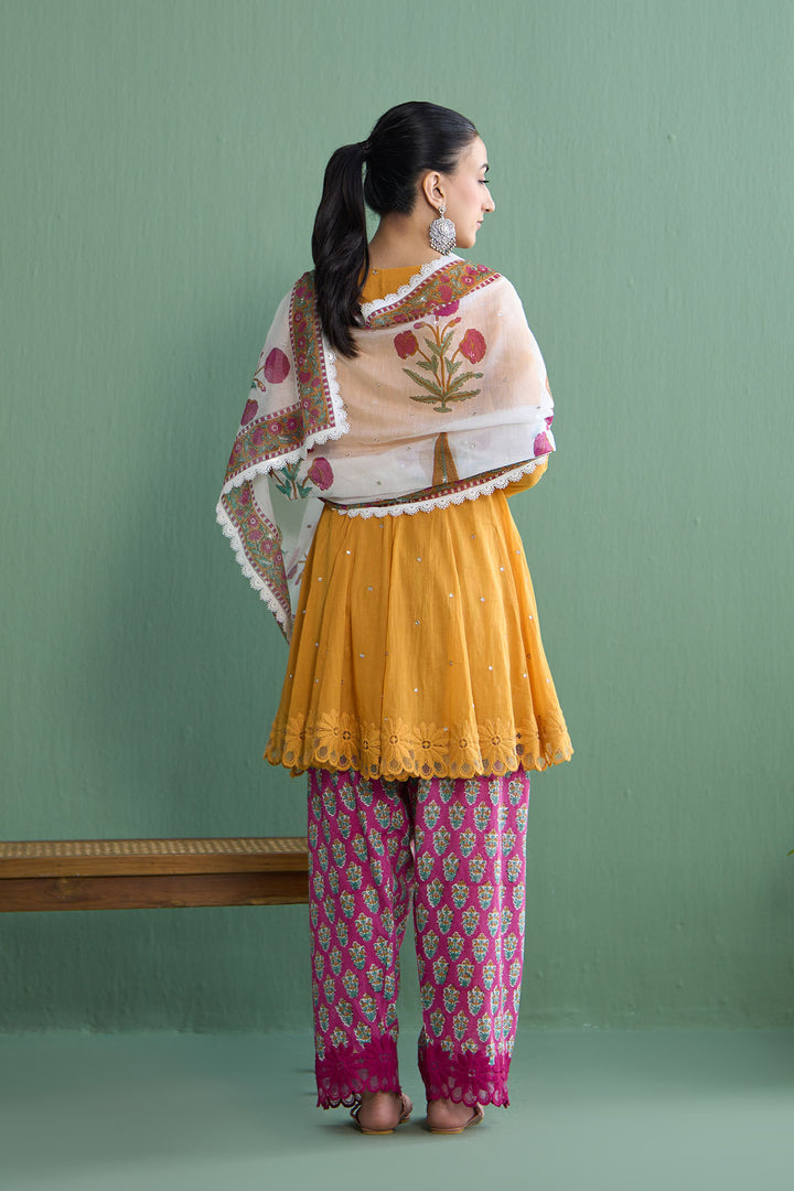 Mughal Summer Mustard  Mughal Boota Dupatta Only