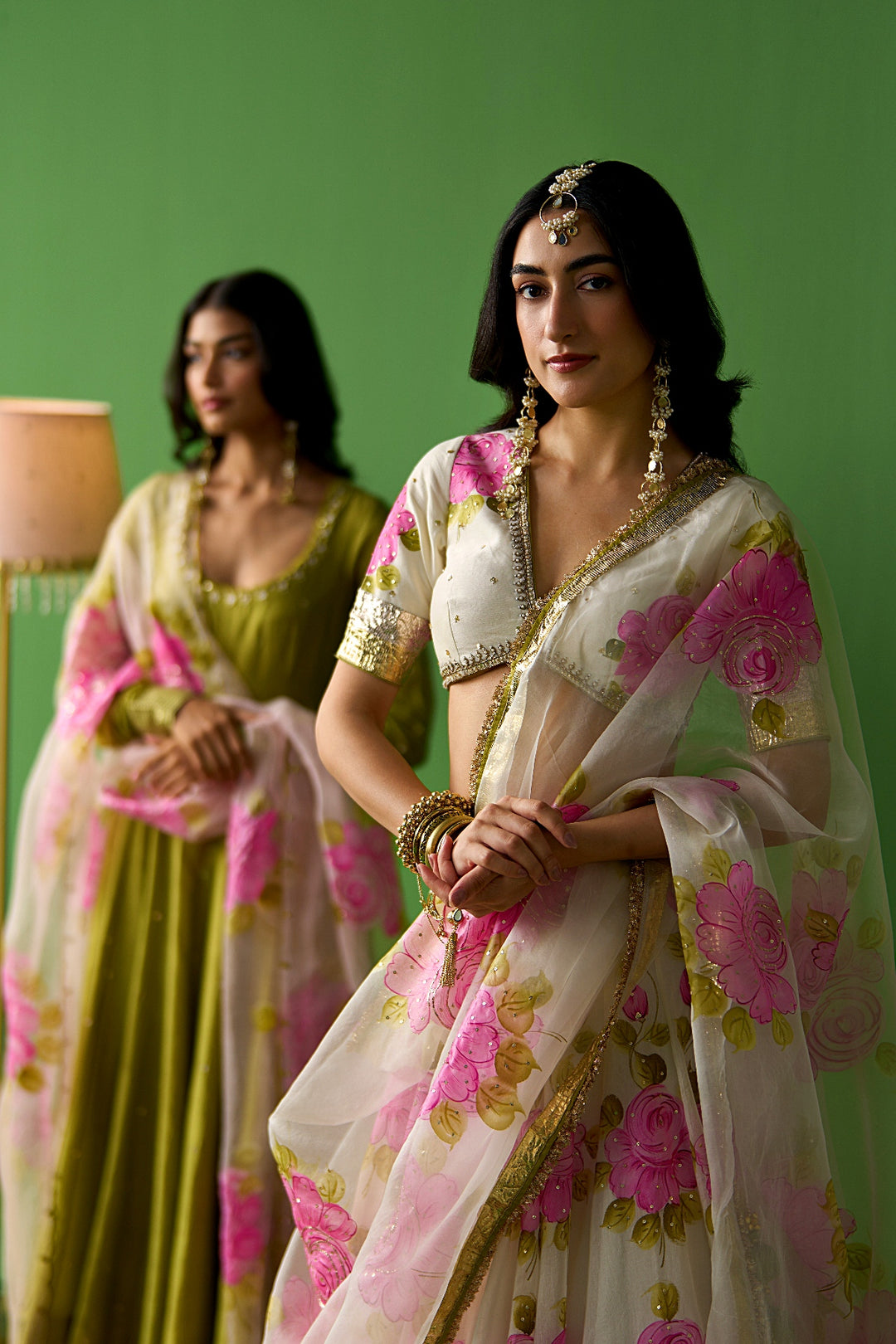 Sirat Vol. 2 Ivory Pink Hand Painted Lehenga Set ( Set Of 3)