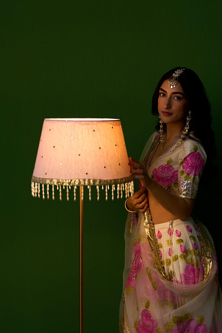 Sirat Vol. 2 Ivory Pink Floral Hand Painted Dupatta