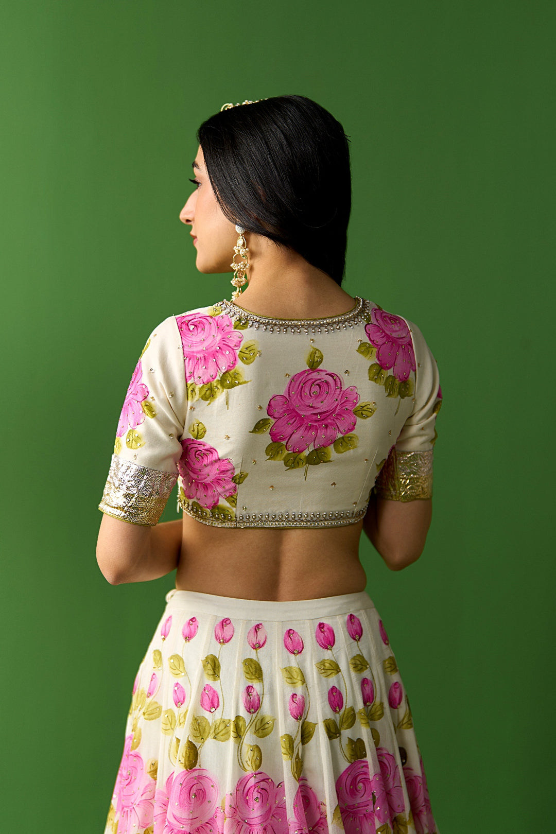 Sirat Vol. 2 Ivory Pink Floral Hand Painted Dupatta