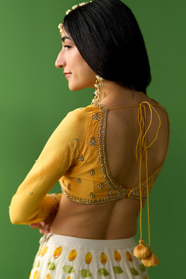 Sirat Vol. 2 Ivory Mustard Floral Hand Painted Dupatta