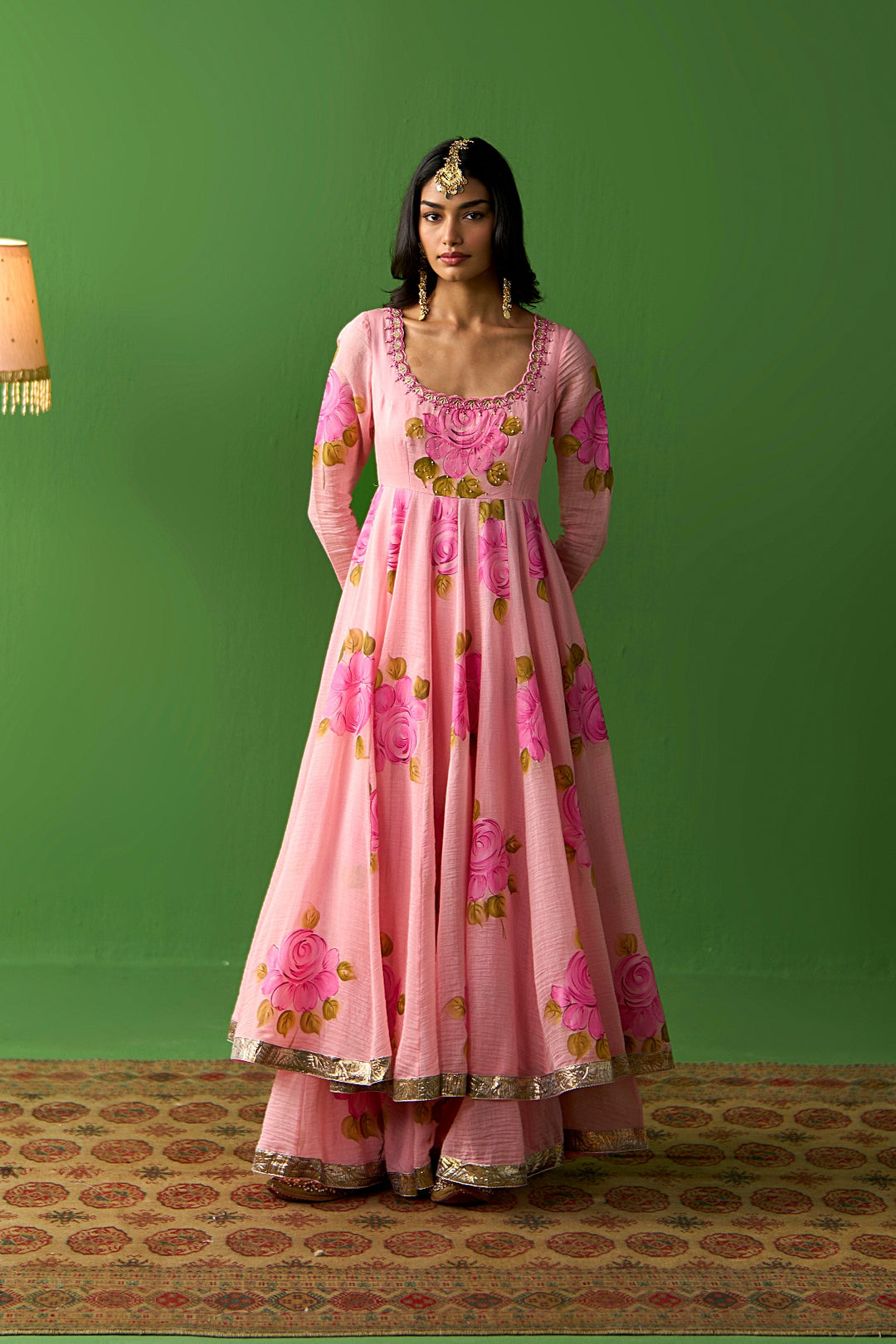 Sirat Vol. 2 Peach All Over Floral Organza Hand Painted Duaptta