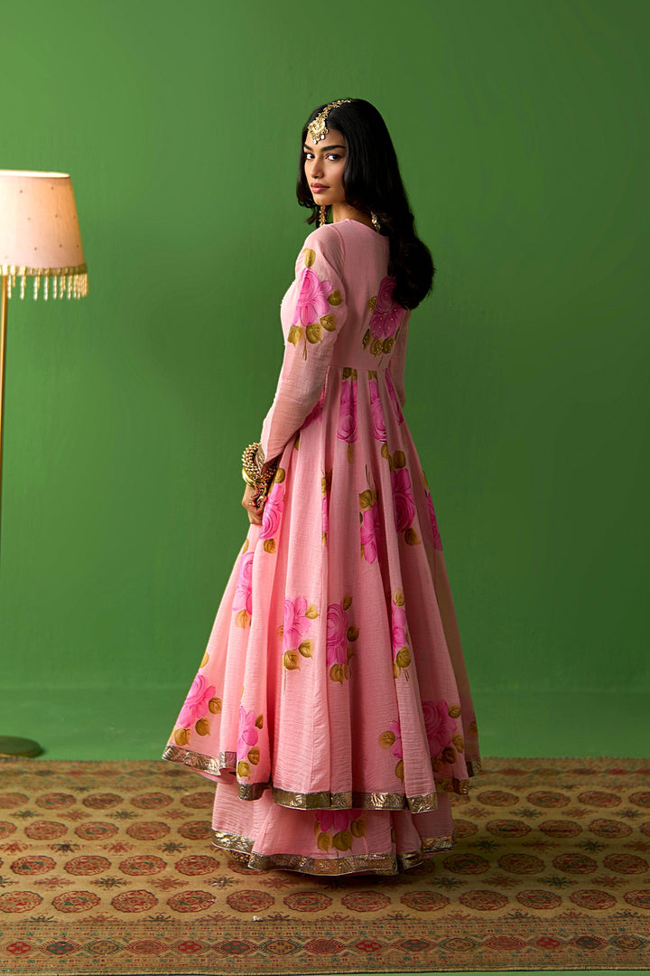 Sirat Vol. 2 Peach All Over Floral Organza Hand Painted Duaptta