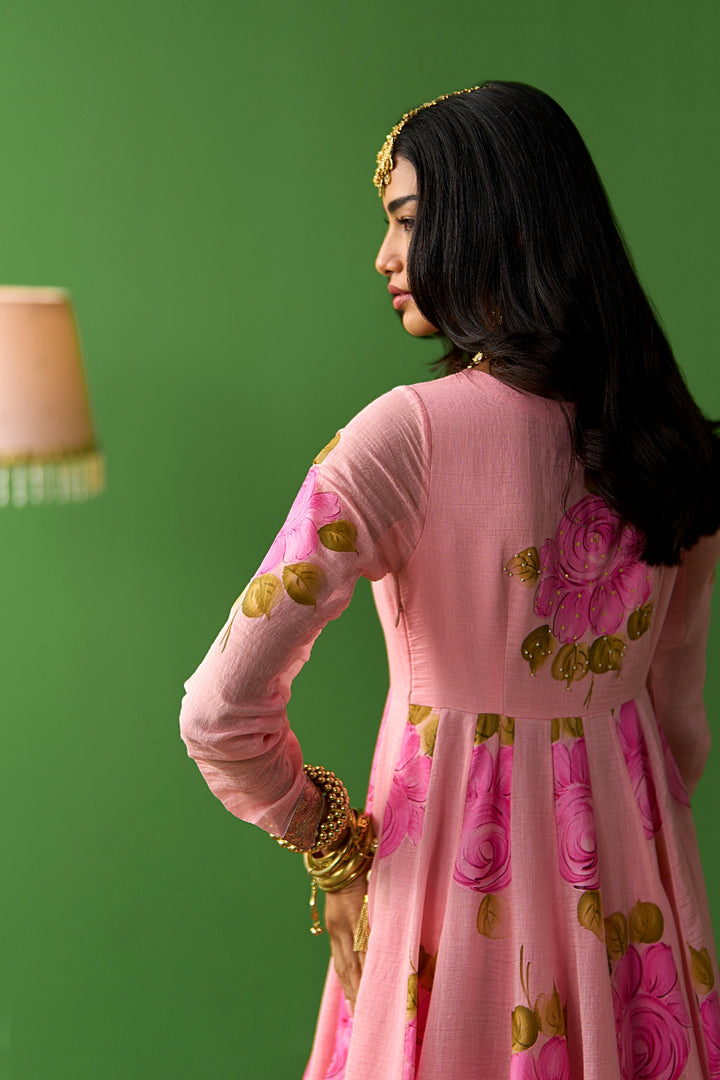 Sirat Vol. 2 Peach Hand Painted Anarkali With Sharara And Dupatta ( Set Of 3)