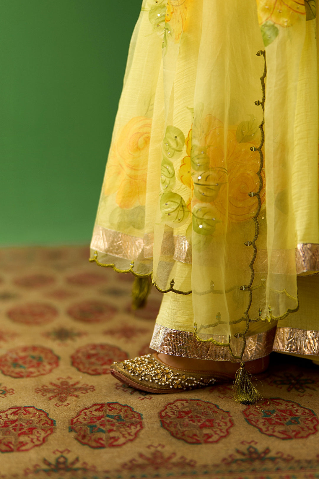 Sirat Vol. 2 Mustard All Over Floral Organza Hand Painted Duaptta