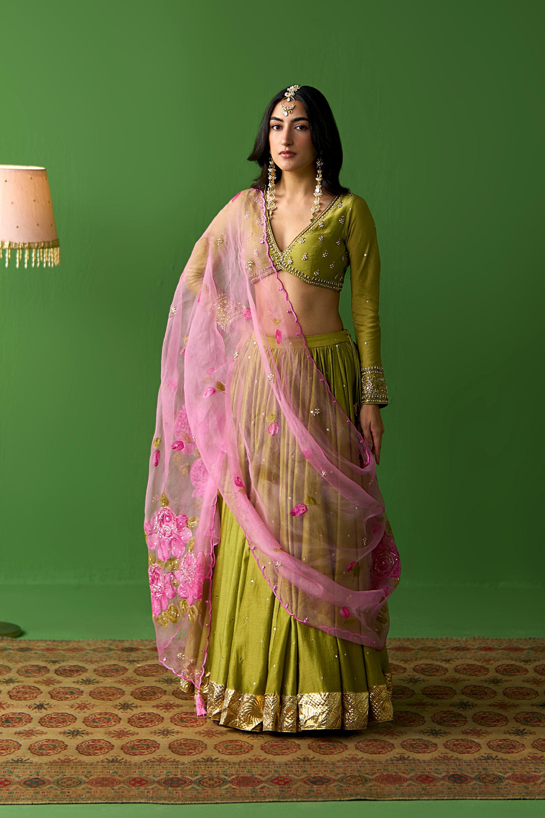 Sirat Vol. 2 Rose Pink Floral Hand Painted Dupatta