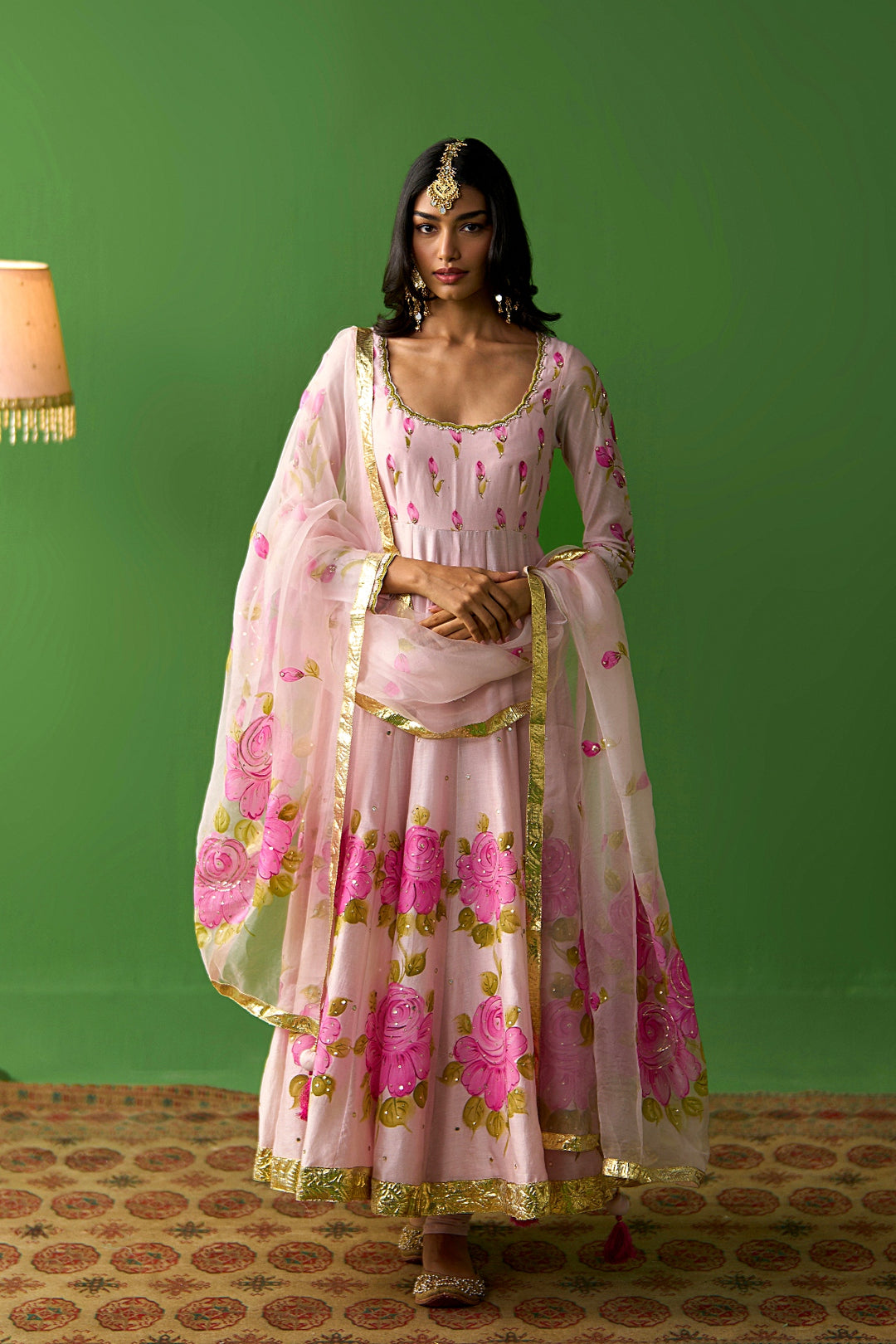 Sirat Vol. 2 Soft Pink Organza Scallope Hand Painted Dupatta
