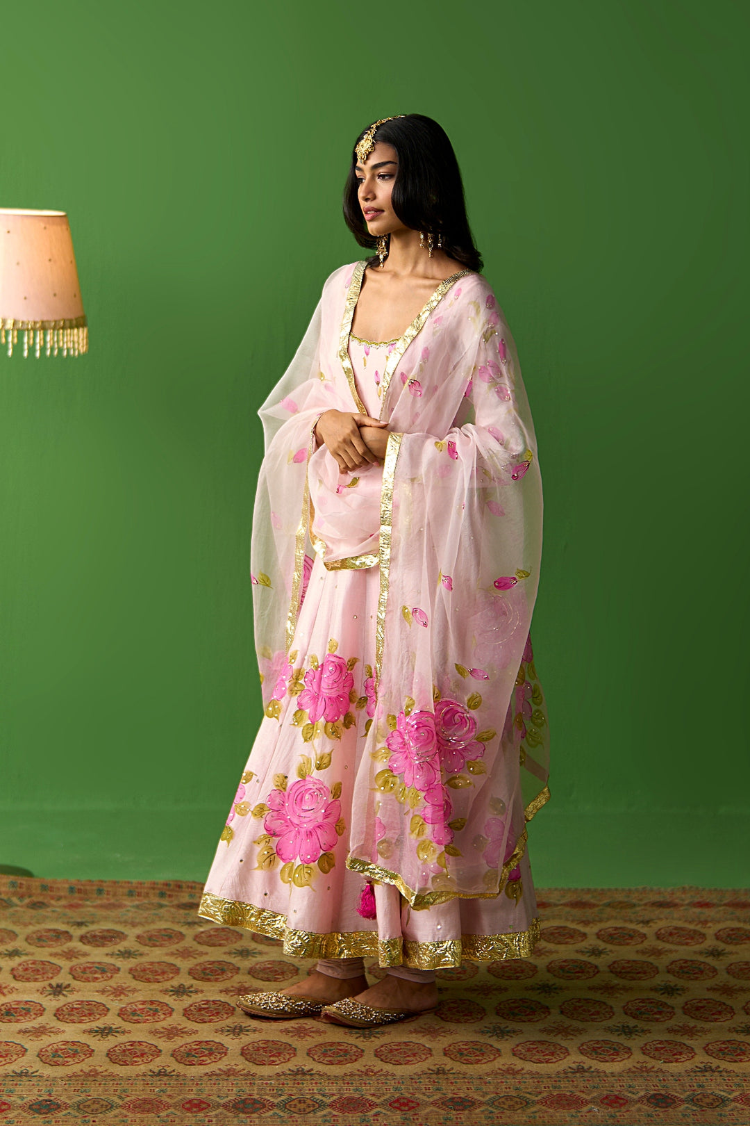 Sirat Vol. 2 Soft Pink Organza Scallope Hand Painted Dupatta