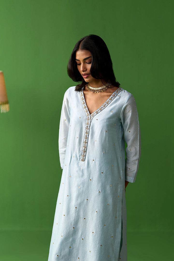 Sirat Vol. 2 Powder Blue Chanderi Hand Painted Dupatta