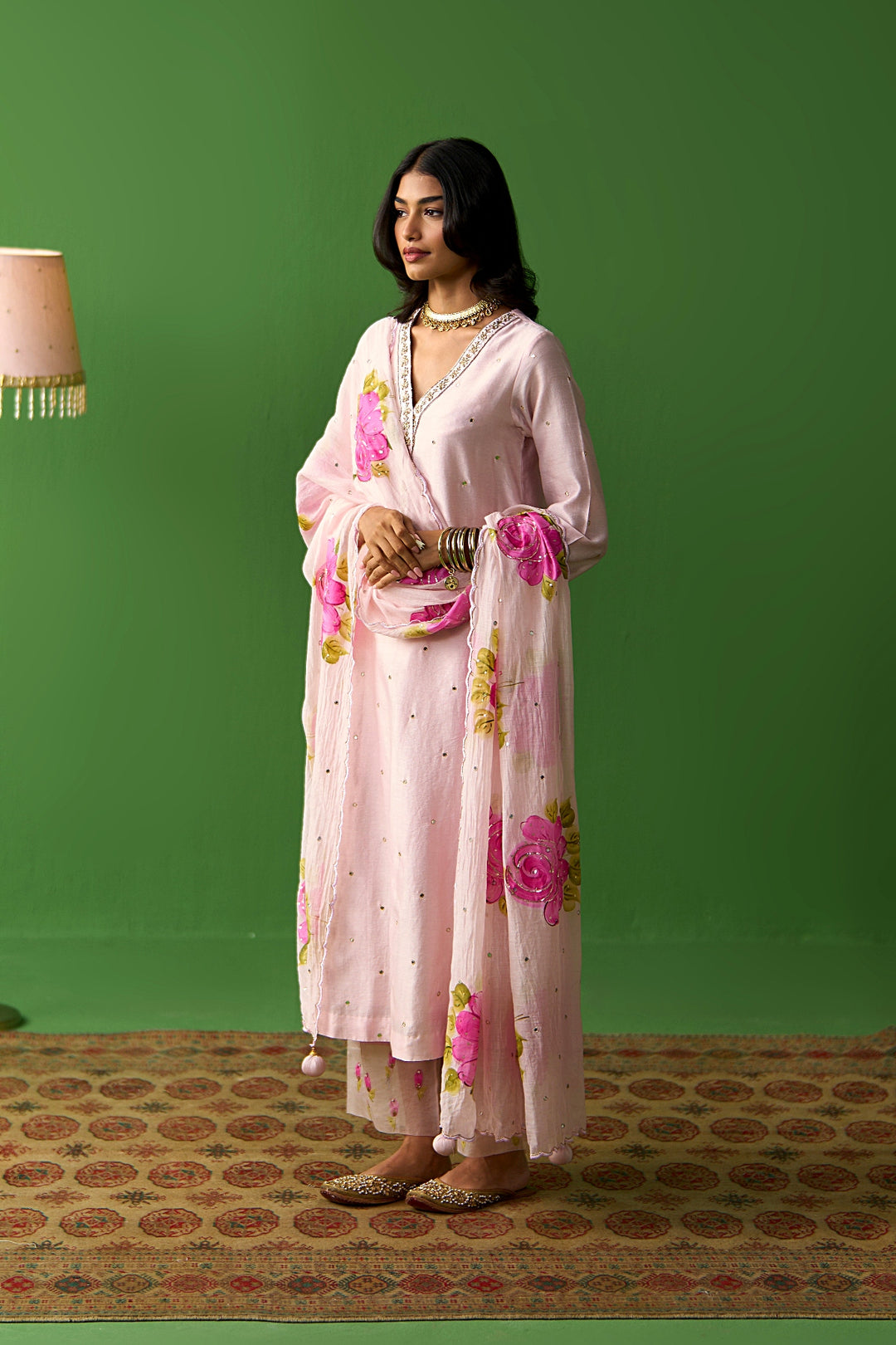 Sirat Vol. 2 Soft Pink Chanderi Hand Painted Dupatta