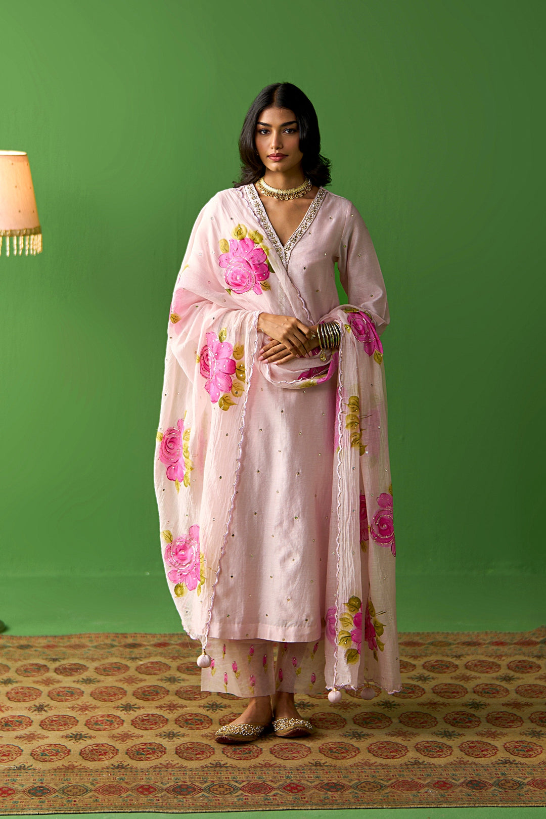 Sirat Vol. 2 Soft Pink Chanderi Hand Painted Dupatta
