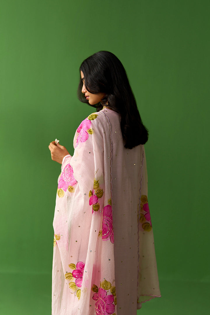 Sirat Vol. 2 Soft Pink Chanderi Hand Painted Dupatta