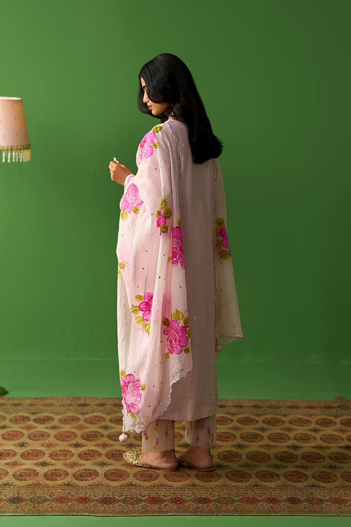Sirat Vol. 2 Soft Pink Chanderi Hand Painted Dupatta