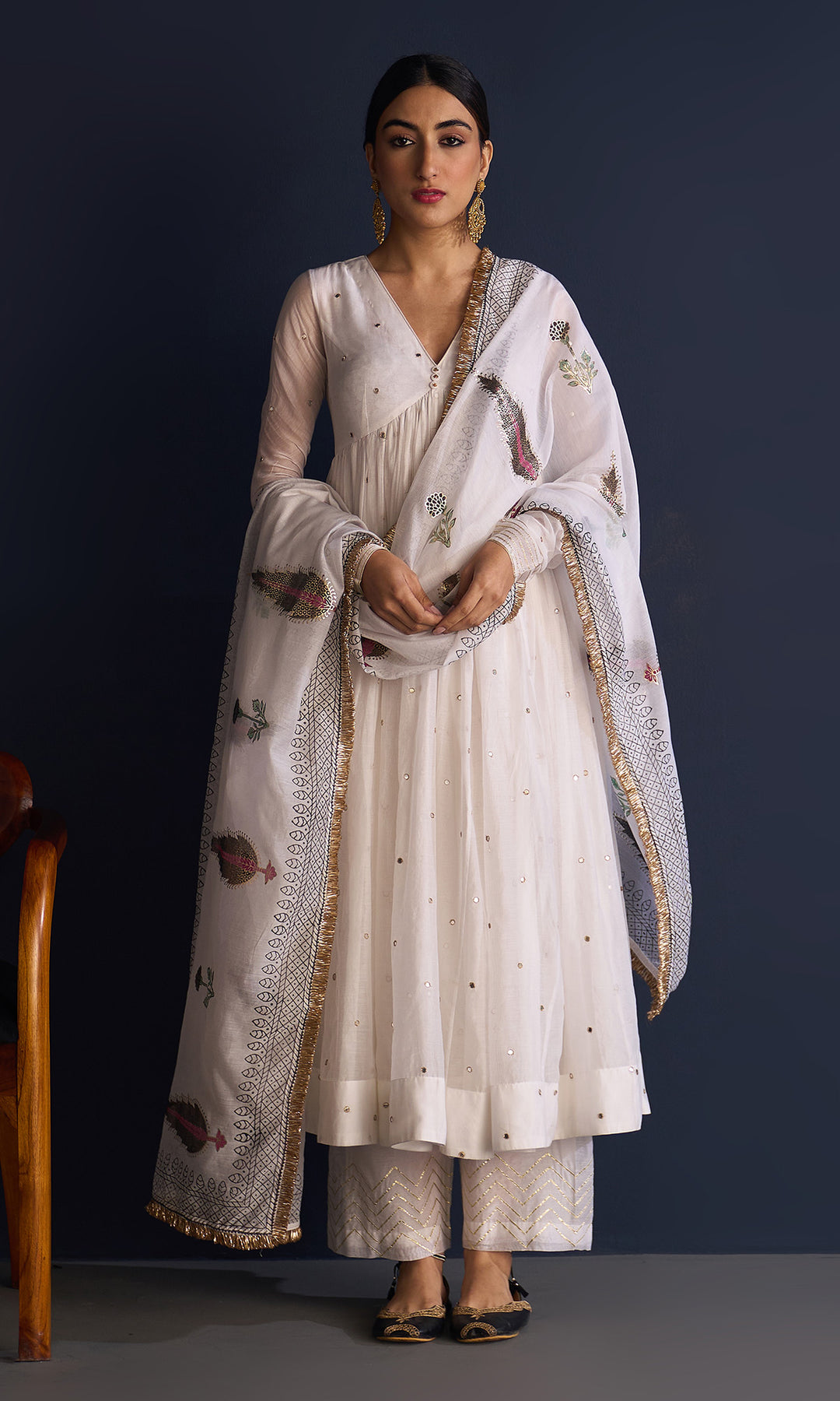 Anarkali Suit With Plazo Buy Indigo Cotton Anarkali Kurta Palazzo