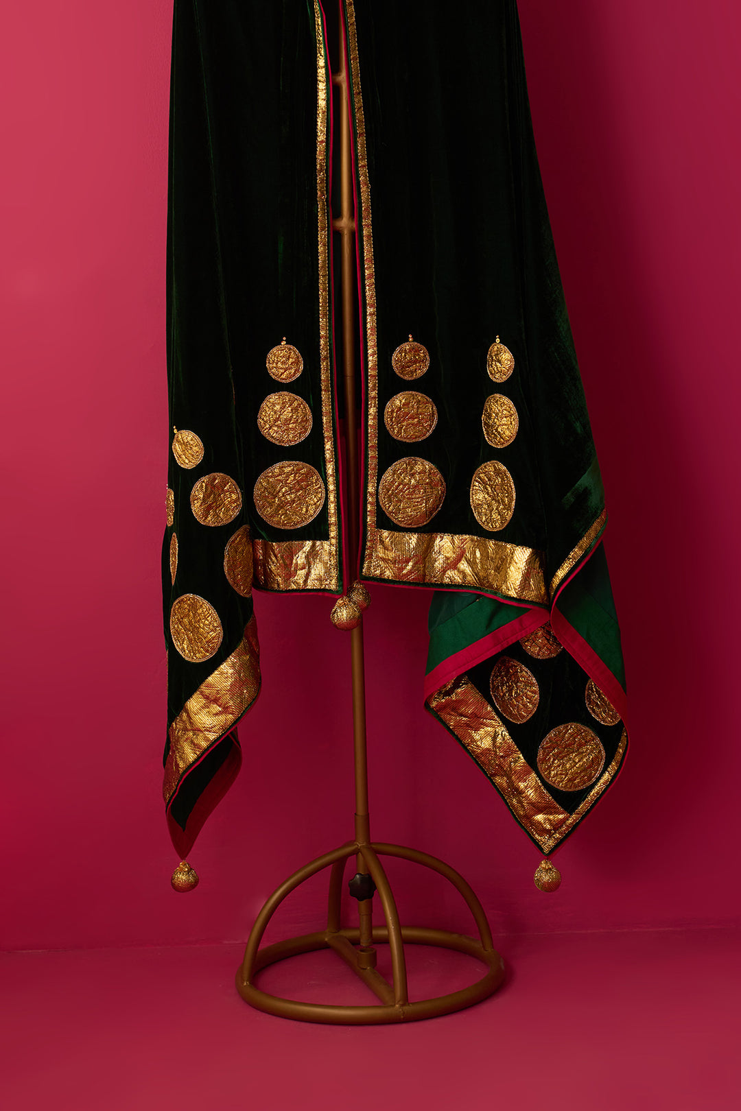 Nur green silk Velvet Embroidered Shawl