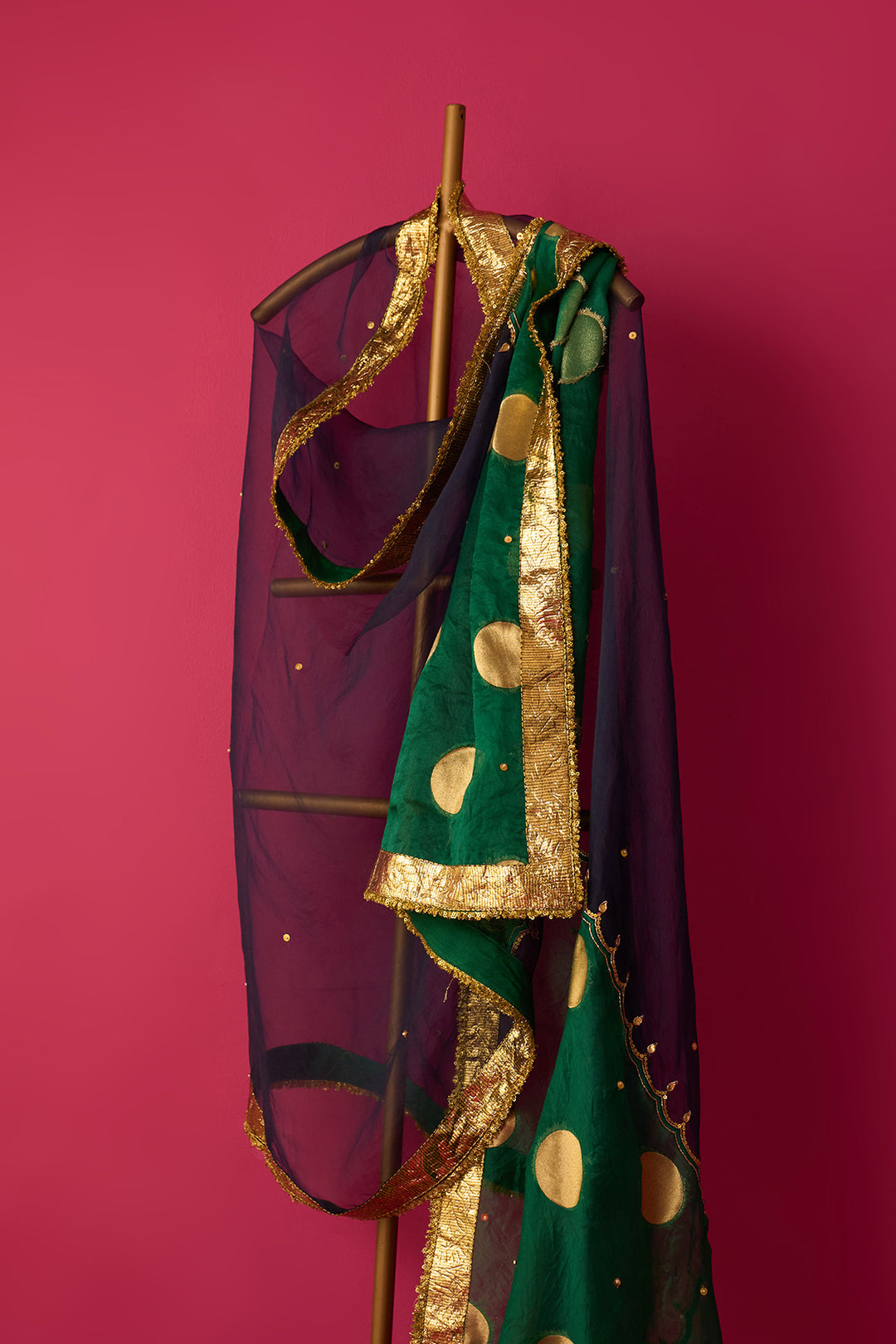 Nur blue and green embroidered dupatta