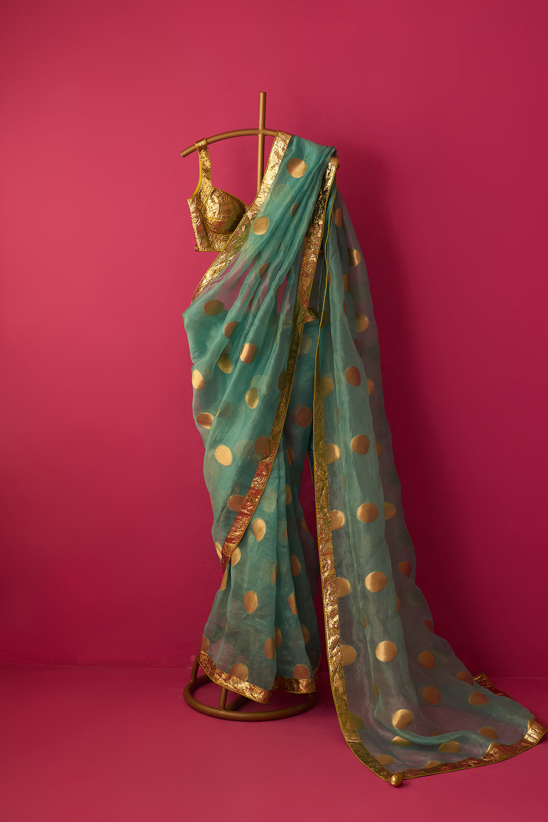 Nur Antique Gold Sleeveless Cholicut Gota Lampi Blouse