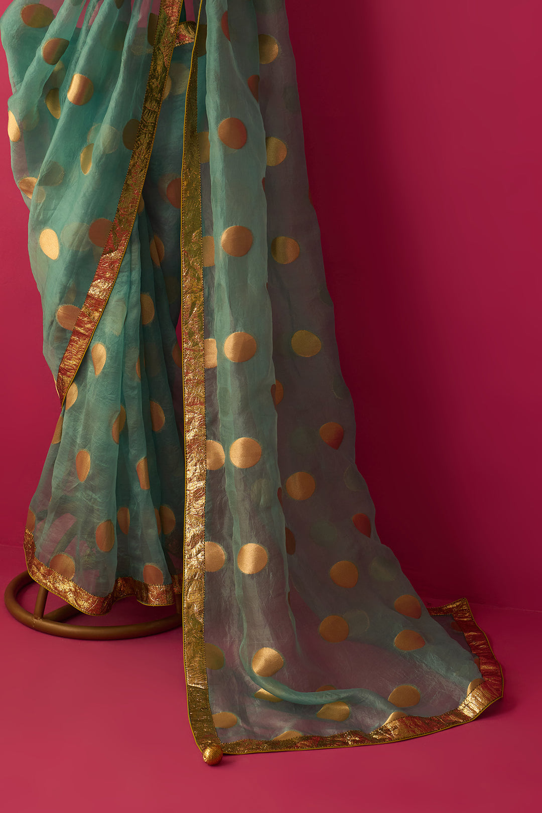 Nur blue sari with gota blouse (set of 2)