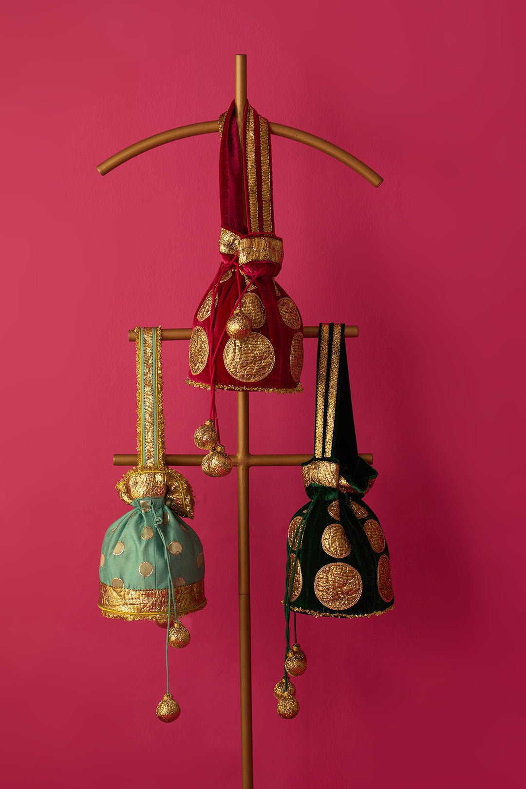 Nur blue embroidered potli bag