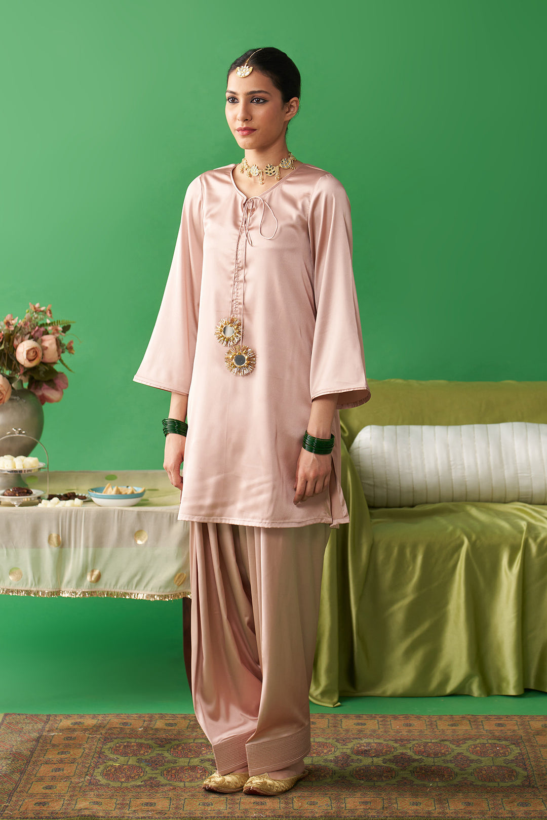 Jhoom pink kurta salwar set ( set of 3)