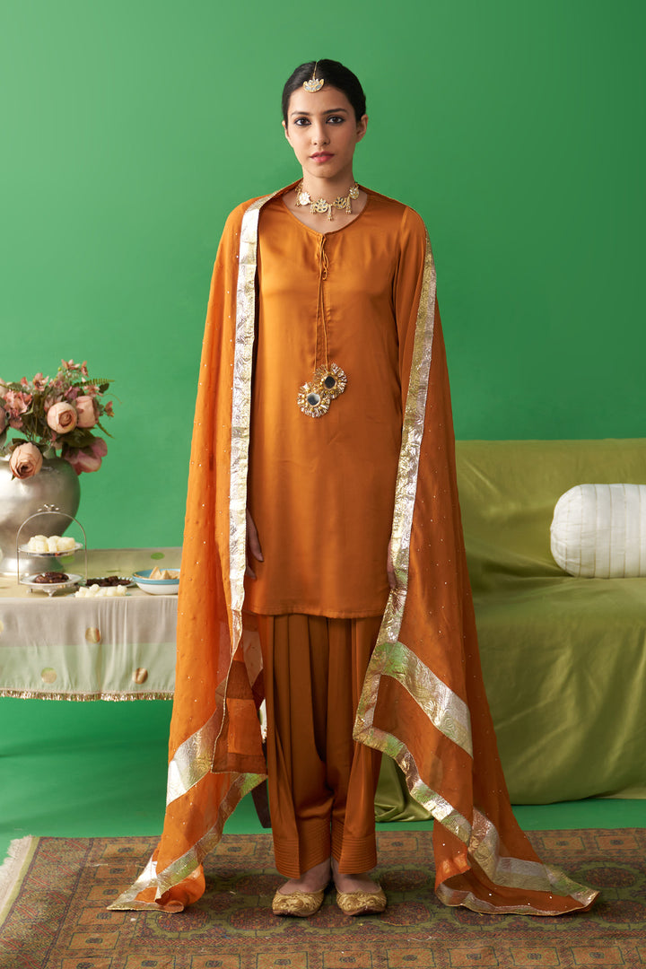 Jhoom mustard kurta salwar set (set of 3)