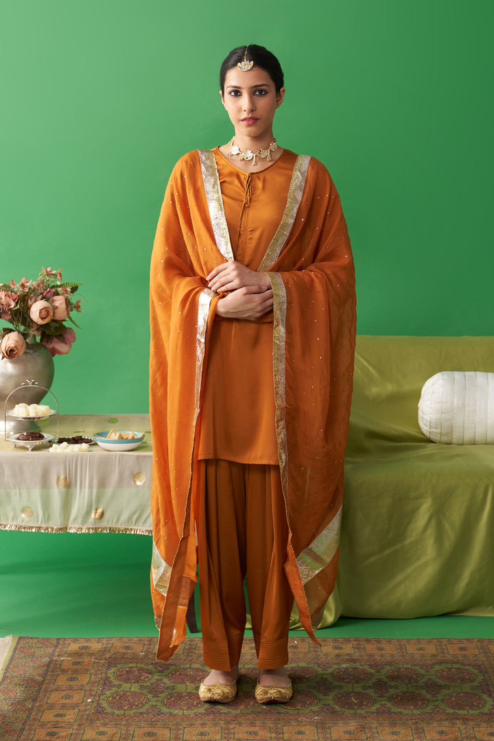 Jhoom mustard kurta salwar set (set of 3)