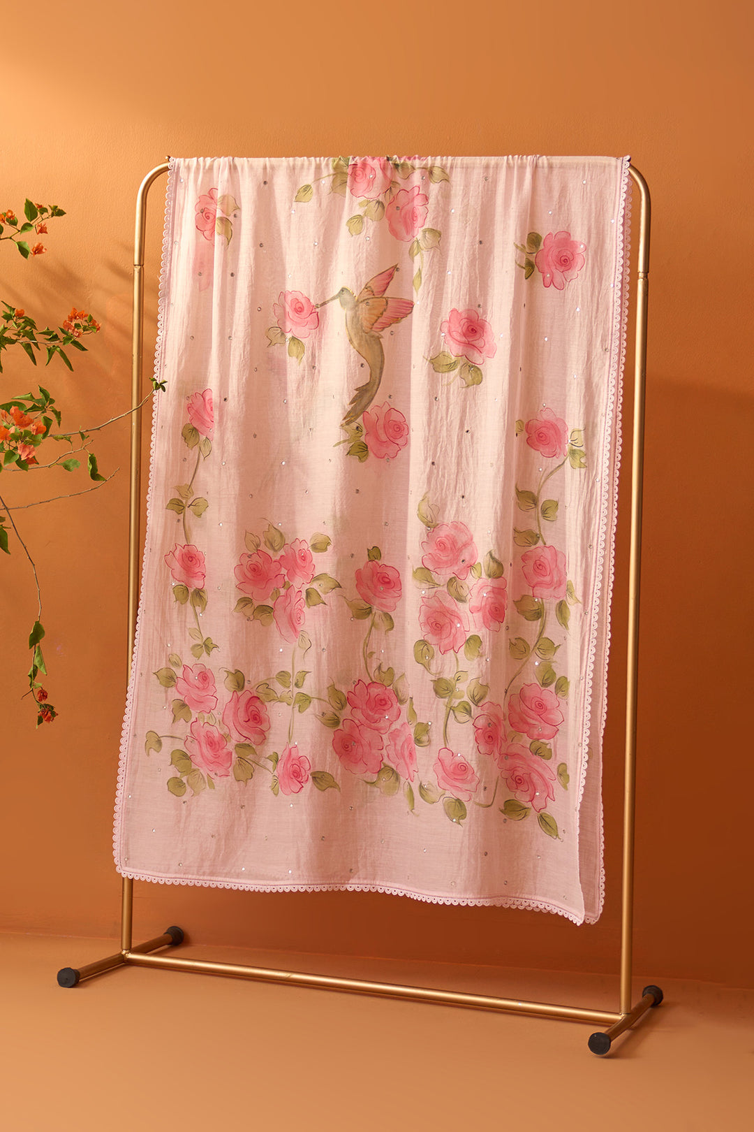 Sirat Hand painted soft pink dupatta