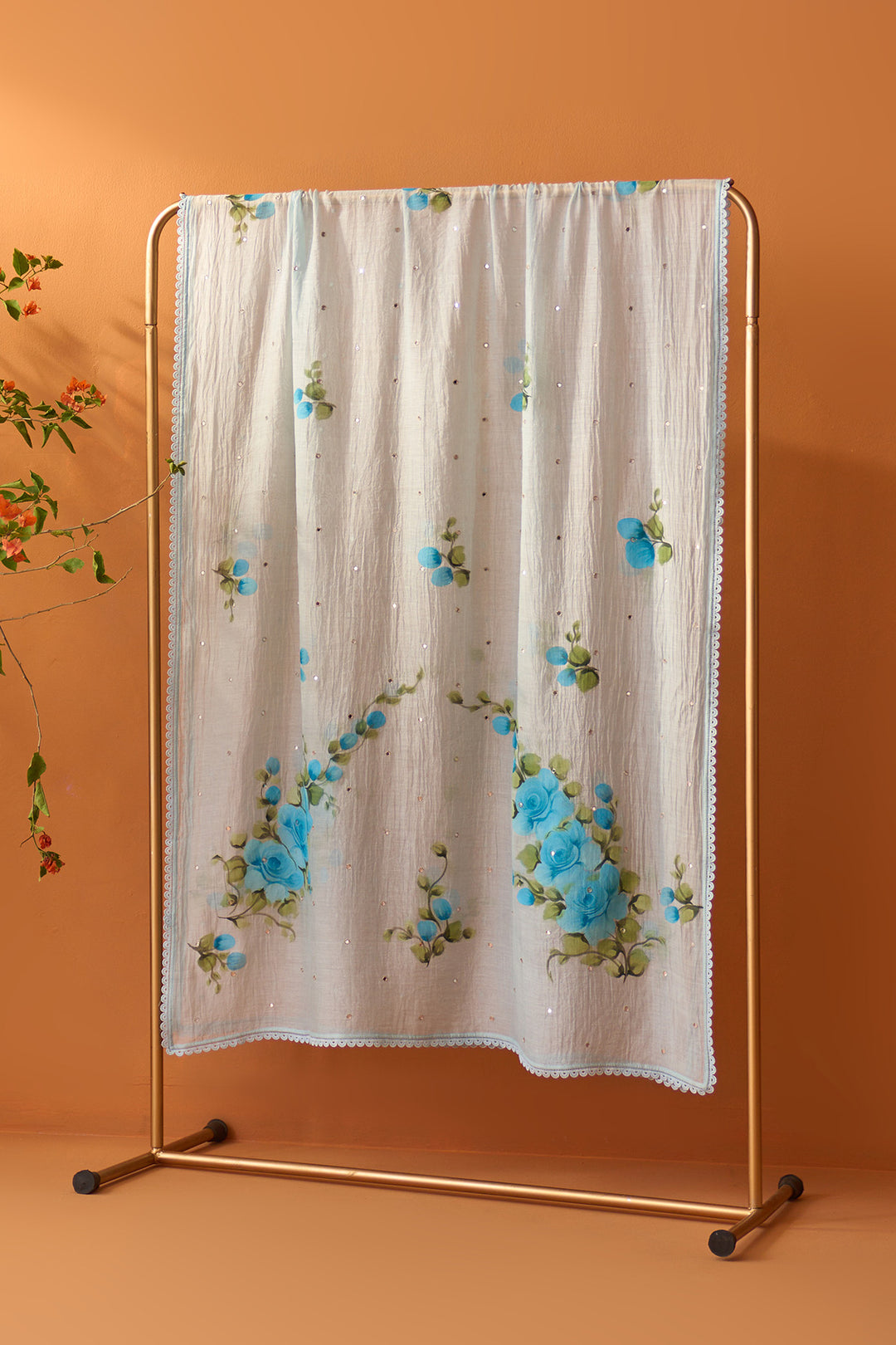 Sirat Hand painted blue dupatta