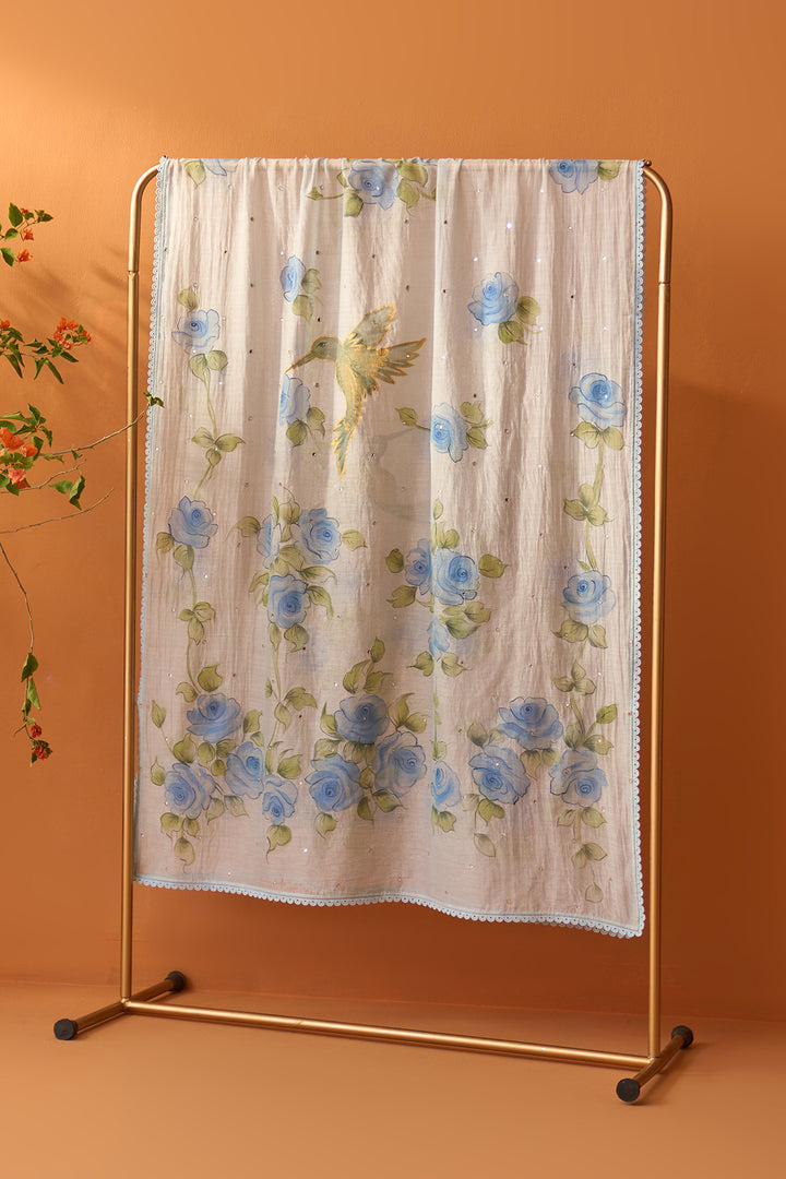 Sirat blue Hand painted dupatta