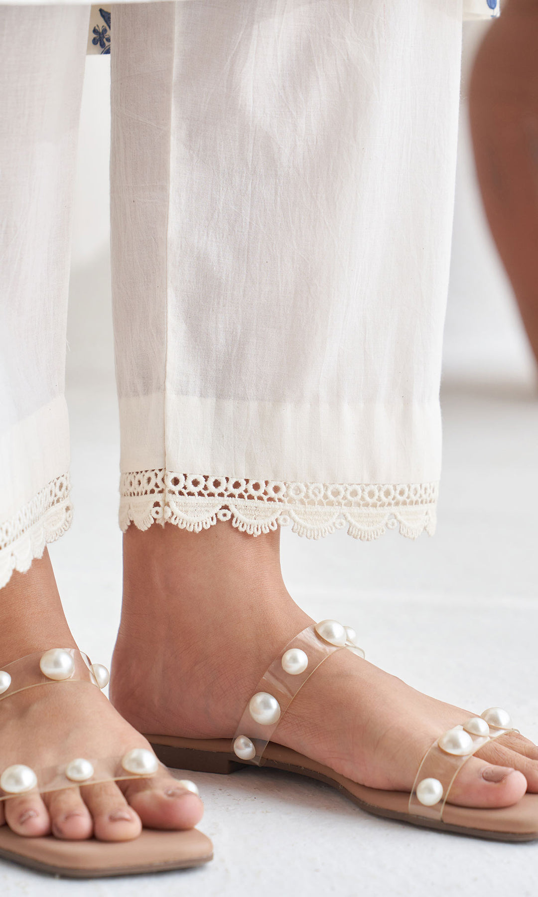 Gulmohar mughal Blue block printed straight kurta with palazzo and printed dupatta (set of 3)