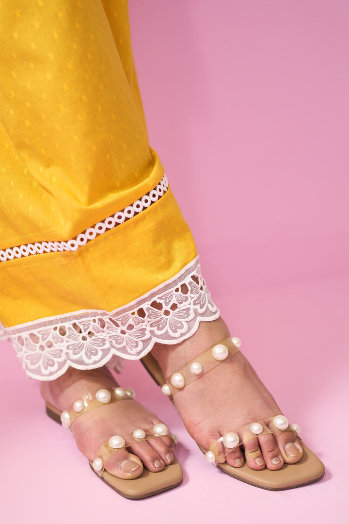 Summer Essentials 26 Yellow Soloid Short Anarkali With Farshi Salwar And Floral Print Dupatta ( Set Of 3 )