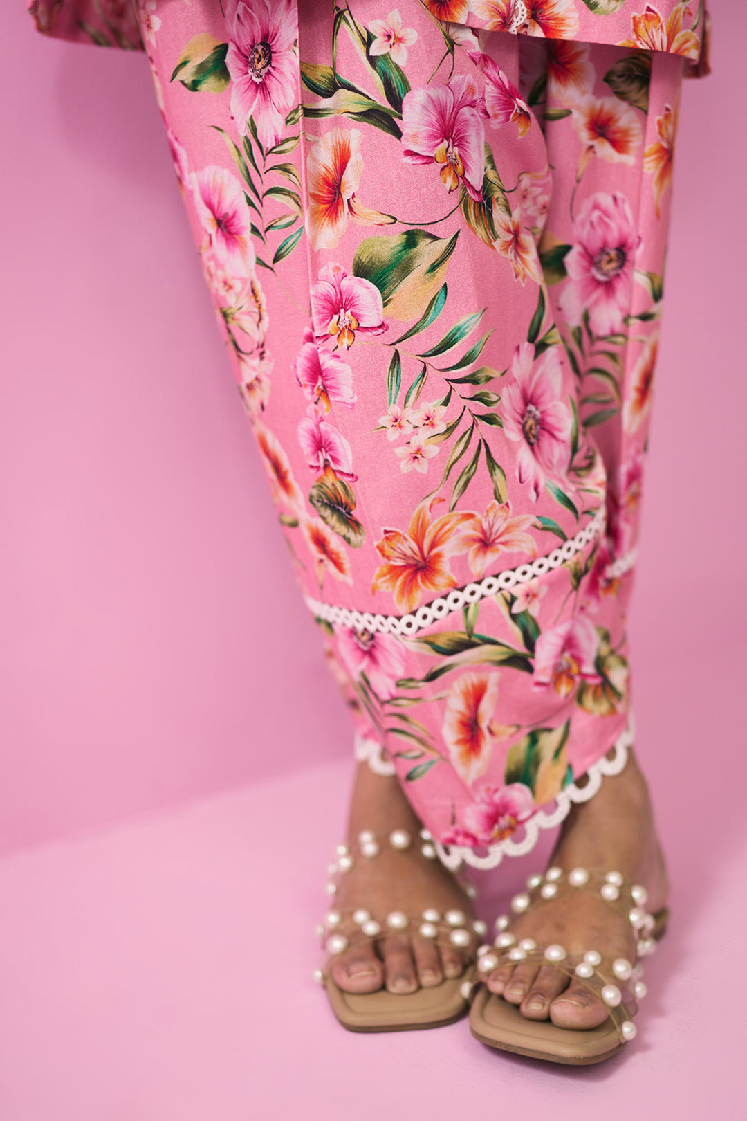 Summer Essentials 26 Peach Floral Co- Ord Set (Set Of 2 )