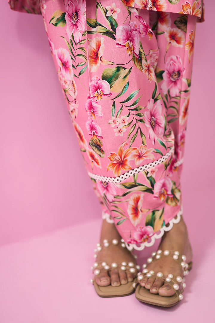 Summer Essentials 26 Peach Floral Co- Ord Set (Set Of 2 )